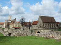 The abbey ruins with the Cathedral behind