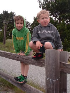 Ethan & Tristan on the path at Asilomar.