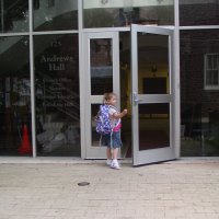 It's a big door for a little girl