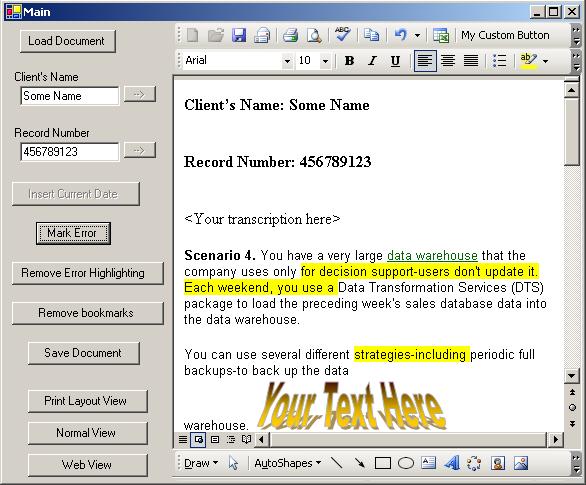 Win Application for Word Processing VB Net  