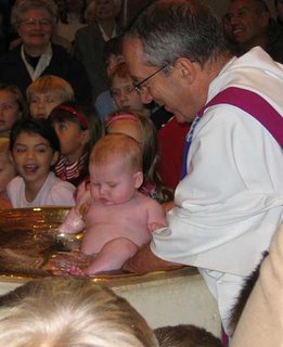 Photo of the baptism of the Woodruff's daughter