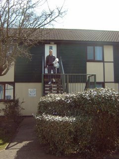 Ian Thompson on the steps of our chalet