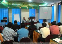 Mr. D. Priatna of ZSL providing an overview of tiger radio-collaring and tracking in Asiatic Persada Plantation, Jambi province