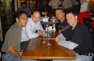Norm, Paris, Joel, & Ryan at seafood restaurant
