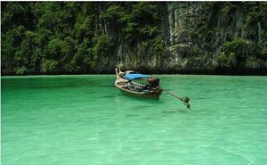 Lone Boat on the Sea in Phuket Thailand