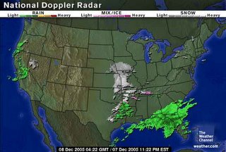 weather.com radar at 10:30 p.m. CT on Dec. 7