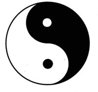 Yin and Yang - usually representative of male/female, can also be viewed in the context of racial balance