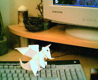 origami dragon on my keyboard