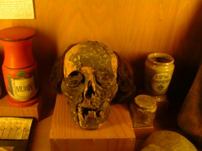 Human Skull with wig
