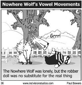 The Nowhere Wolf - Vowel Movements - a humorous, daily, joke cartoon available online