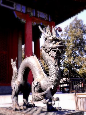 Mystical Dragon Guards Palace Entrance