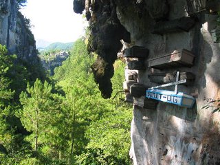 A view of some 'hanging coffins' in Sagada