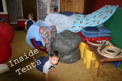 Tent to distract them from the room