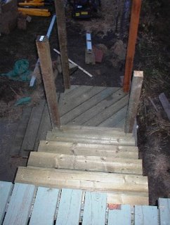 The steps from the deck