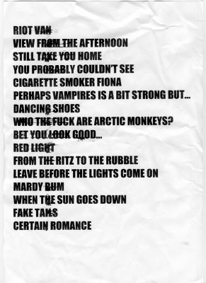 Arctic Monkeys Setlist live @ Wiltern LG Los Angeles 6/3/06