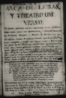 Página tercera del manuscrito del Arca de Letras, y Theatro Universal, de Juan Antonio Navarrete. Conservado en la Biblioetca Nacional de Venezuela