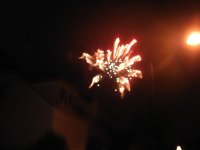 A firework above one of the houses in our neighbourhood