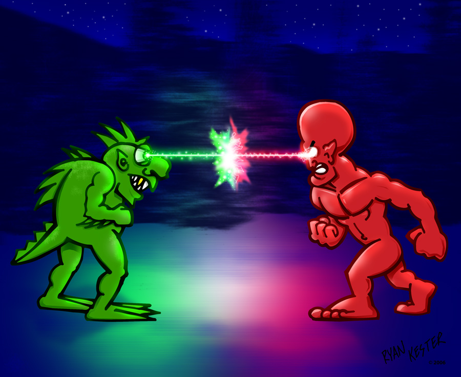 Mind2Pixel: Monster vs. Monster with Frickin' Laser Eyes
