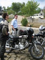 Jon and Ed with Ed's bike - a 350 Royal Enfield 'Machismo'!