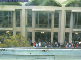 Webcam view of te opening of the Alameda Free Library