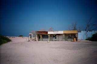 Rundown beach shack south of Abu Dhabi.
