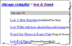 Missing something ? Post it on Craigslist Lost & Found