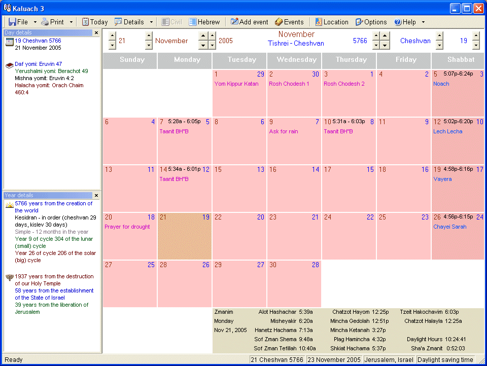 Jüdischer Kalender für Firefox Chajms Sicht