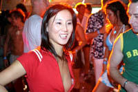 Drunk Club Girl's Open Blouse Reveals Nipples