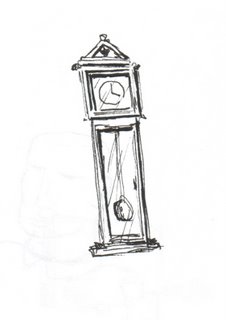welcome indoors drawing sketch doodle art lo-fi time clocks grandfather clock
