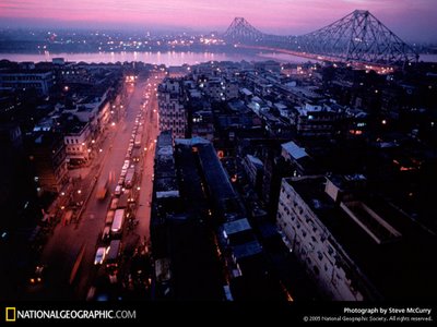 Dawn over Howrah bridge, Kolkata, India