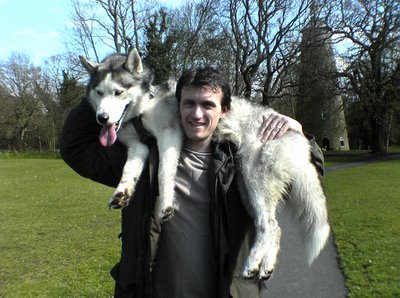 Me and Lupus on an Easter walk near Twickenham