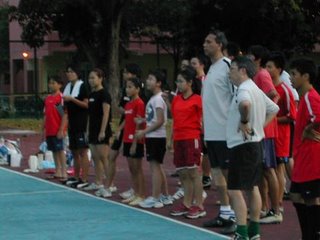 The rest watch on as the girls battle out with the ladies on the GOLDEN GOAL
