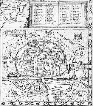 Speed map of Exeter, 1611