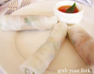 duck, mint and coriander rice paper rolls