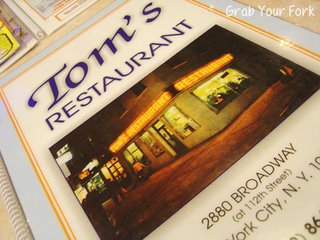 Tom's Restaurant menu