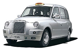 white cab taxi