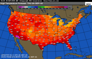 this is a high temperature forecast for September 29th, 2005 from Intellicast.com