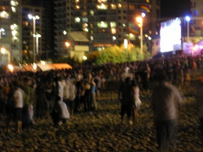 Stages on the beach.