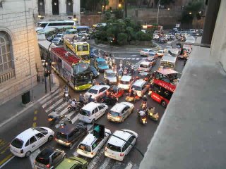 View of traffic from hotel room