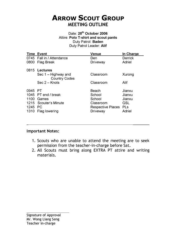 meeting outline