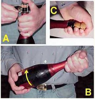 steps instructions on how to open a bottle of champagne or sparkling wine