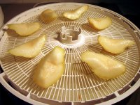 Treated pears before drying.