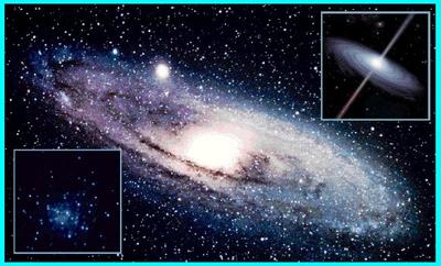 Andromeda Galaxy With Black Hole Blue Stars