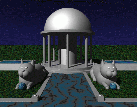 Lion Temple created by Marie Winger-Meyer c. 1999 in POV-Ray code