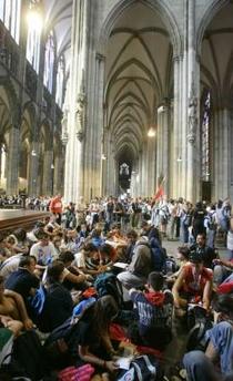World Youth Day participants inside Cologne Cathedral