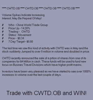 CWTD.OB China World Trade Corp spam 