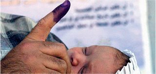 Finger dipped in ink, from Iraqi voting