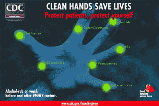 Image of CDC poster: 'Clean hands save lives'