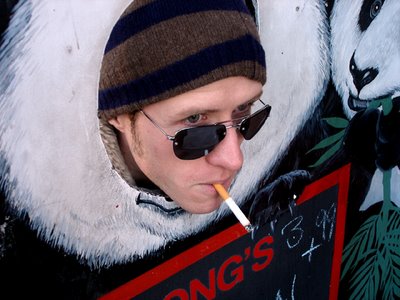 An old photo of James, back in his smoking days.