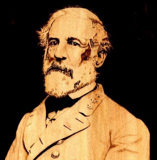 Robert E. Lee pyrographed by Daniel Tate. 